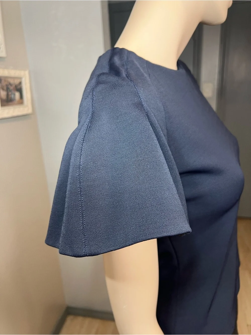 Carven Navy Flutter Sleeve Top - Picture 7 of 11